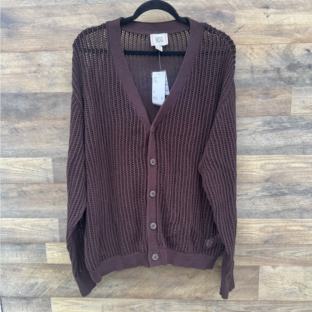 NWT BDG Open Knit Brown Beach Cardigan